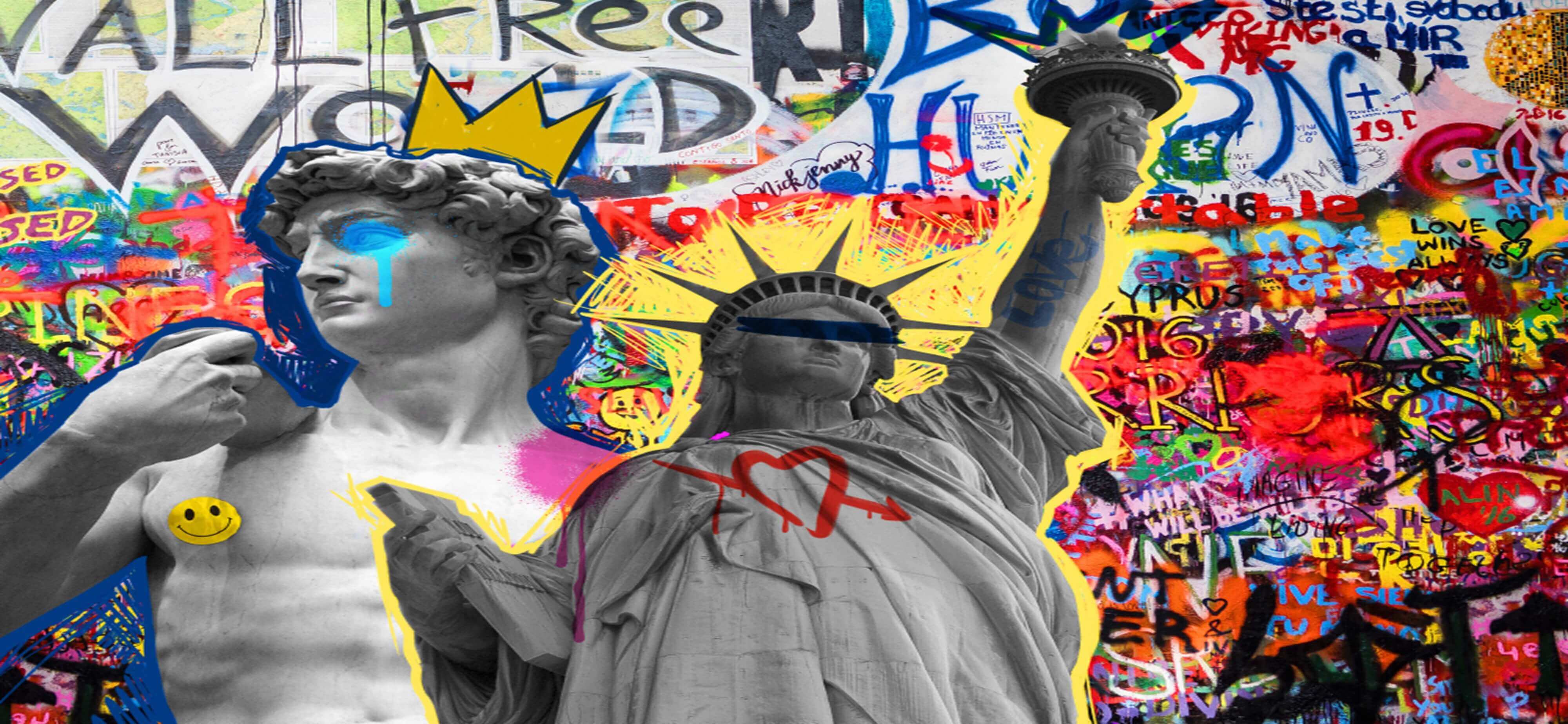 Pared con graffitis